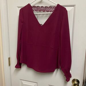 Avanova Women’s sexy backless blouse medium wine red